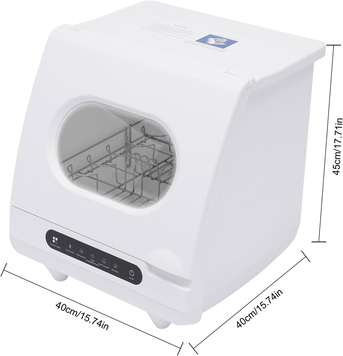 110V Portable Countertop Dishwasher - 360 Degree Auto Spray, 1200W, 5 Washing Programs, Air-Cooled Drying
