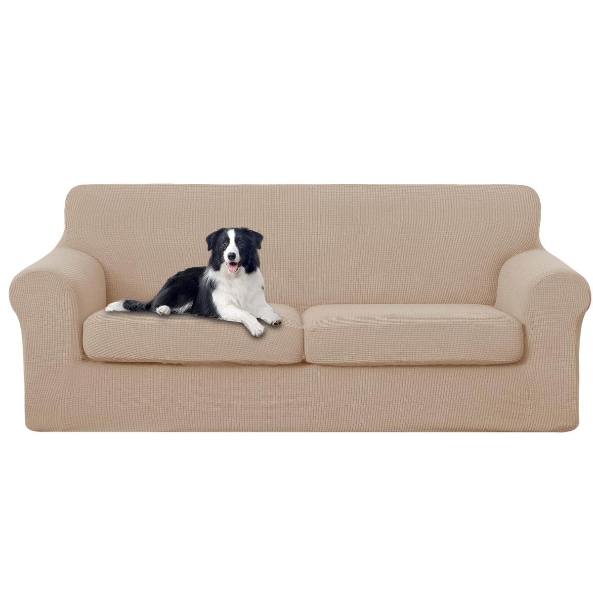 3 Pieces Stretch Couch Cover Sofa Slipcover, Camel