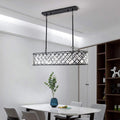 5 Lights Crystal Chandelier, Modern Rectangle Raindrop Pendant Light, Beaded Shade Contemporary Ceiling Lights