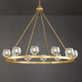 59" 15-Light Large Crystal Wagon Wheel Chandelier