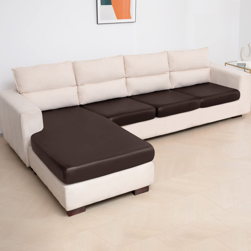 Sectional Couch Covers 4 Piece Sofa Cushion Covers for L Shape PU Leather Separate Cushions Couch Chaise Slip Cover