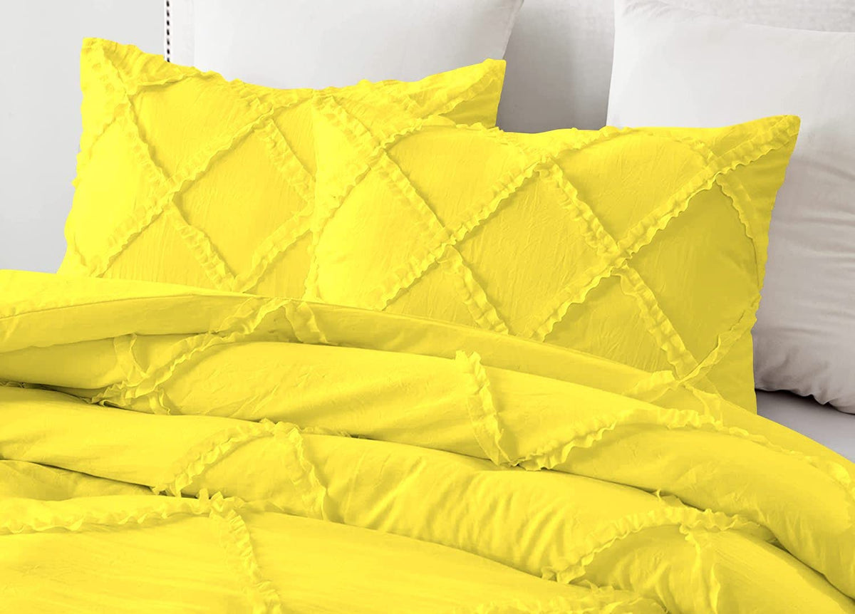 5 Piece Luxury Diamond Ruffle Comforter Set Premium Super Soft 500 GSM All Season Pintuck 1000 Thread Count, 100%
