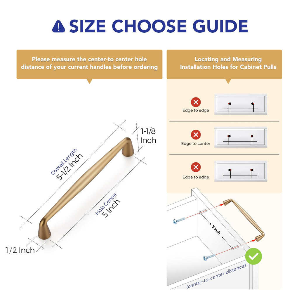 Champagne Bronze Cabinet Handles Solid Handles,5 Inch,10 Pack