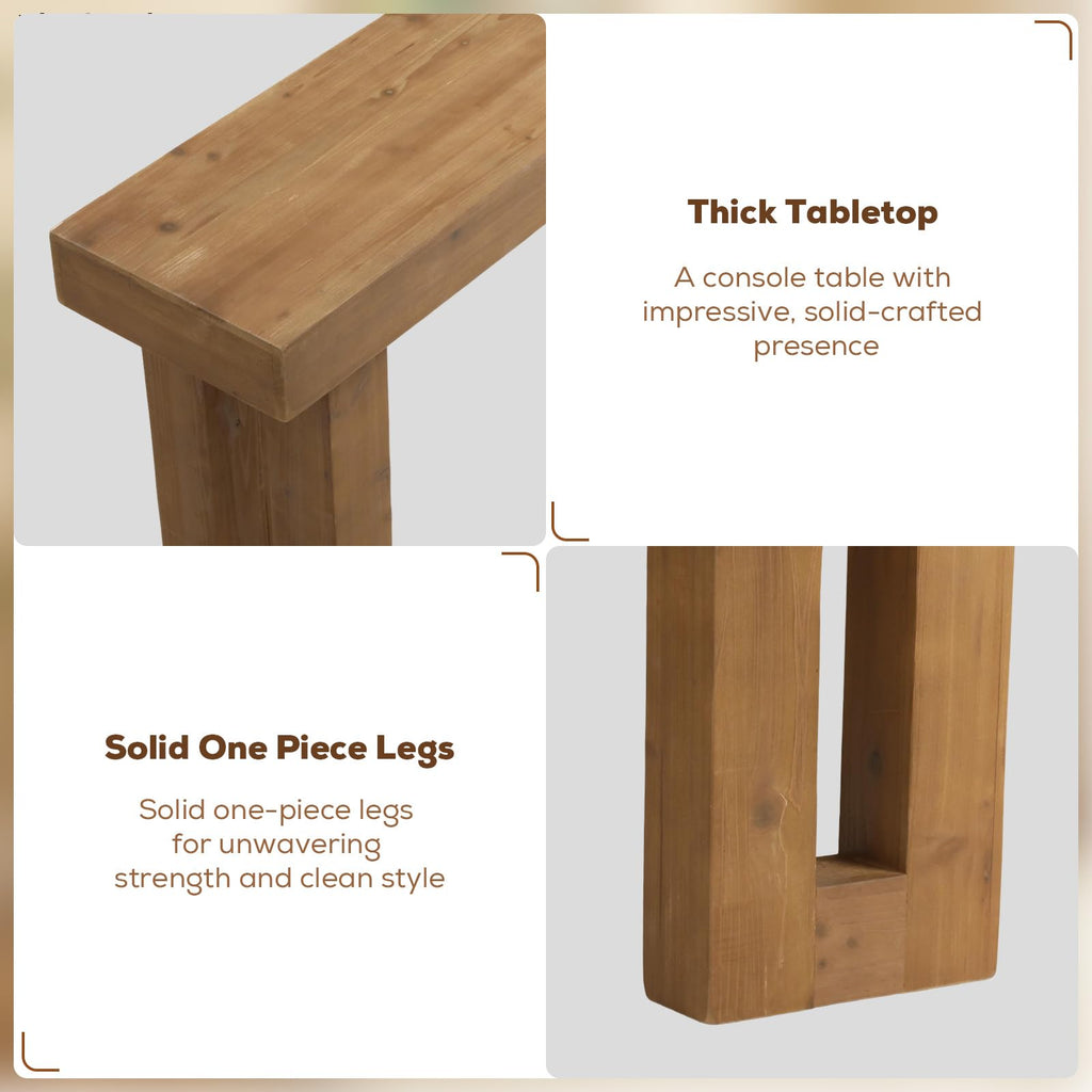Solid Wood Entryway Table, 59-Inch Long Farmhouse Console Tables
