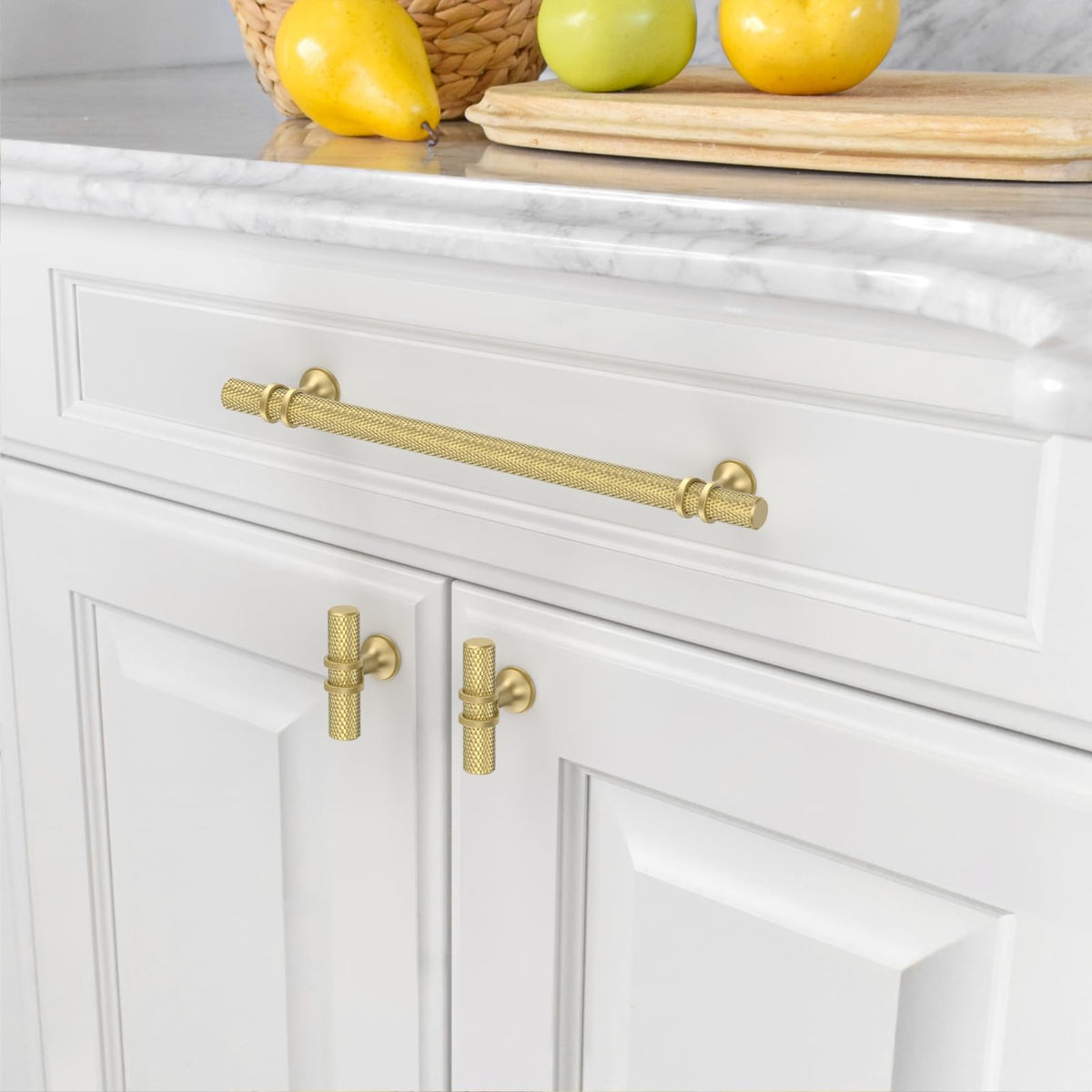 10 Pack 7.5 Inch(192mm) Knurled Brushed Gold Kitchen Cabinet Handles, Cabinet Pulls Kitchen Cabinet Hardware Cupboard