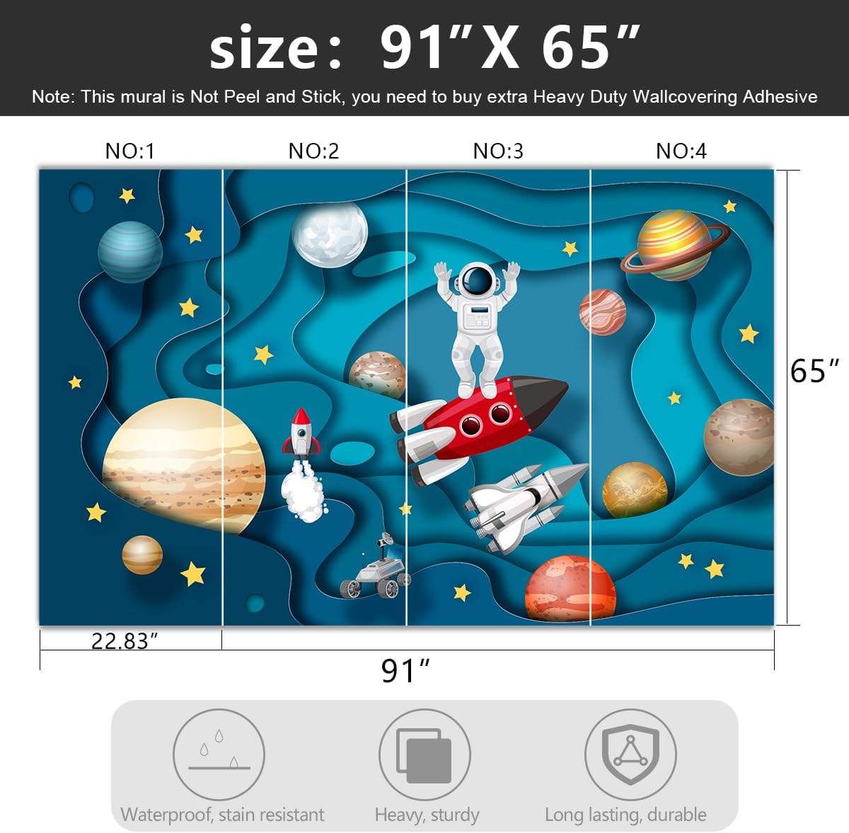 Kindergarten Children Galactic Planet Fabric Wallpaper Living Room Bedroom Boys Girls Children Cartoon Astronauts