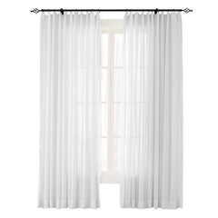 Indoor Outdoor Solid Sheer Curtain Pinch Pleated White 120" W X 84" L Wide Opulent Voile Drapes (1 Panel)