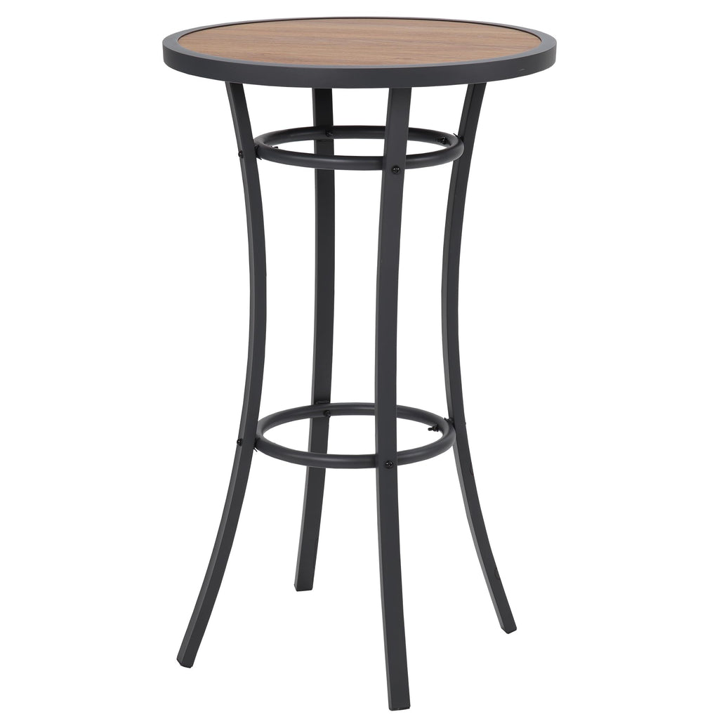 Bar Height Patio Table, 40-Inch Tall Patio Table Outdoor Bar Table Bistro Table with Wooden-Like Table Top & Metal