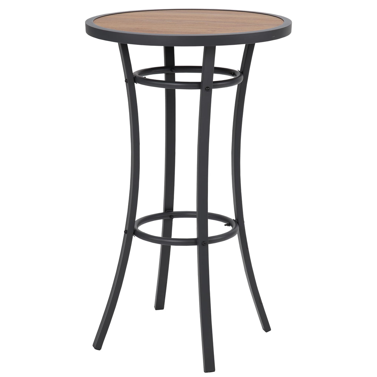 Bar Height Patio Table, 40-Inch Tall Patio Table Outdoor Bar Table Bistro Table with Wooden-Like Table Top & Metal