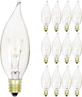 Pack of 12) 15 Watt Clear Candelabra Base (E12) Flame Tip 120V Decorative Dimmable Chandelier Lights Bulbs
