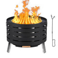 26 Inch Smokeless Firepit, Wood Burning Firepit with Fire Poker, Lid, Removable Ash Pan, Waterproof Cover, Modern