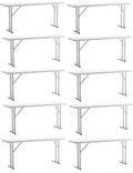 6-Foot - 72" Long White Plastic Folding Seminar Training Table Portable 18" Wide Narrow, 29" High, Events Indoor