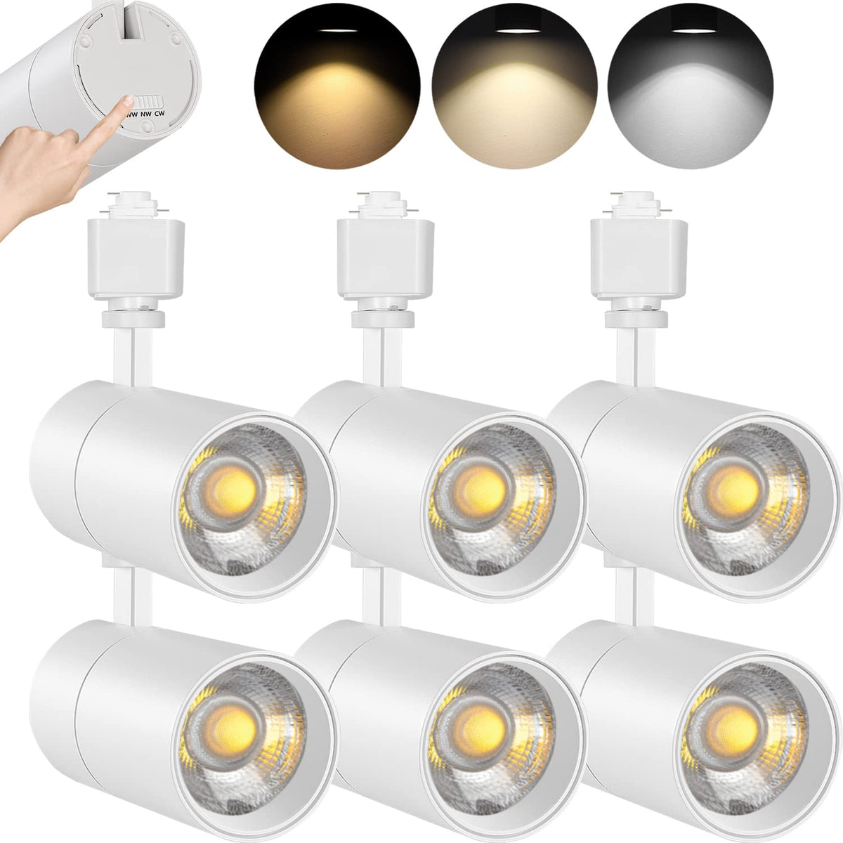20W Dimmable LED Track Lighting Heads H Type, White 6 Pack