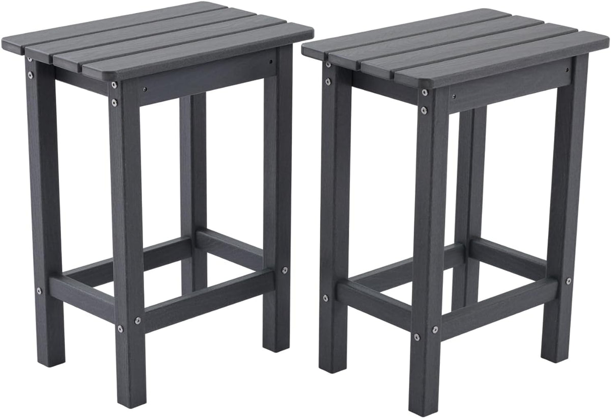 HDPE Outdoor High Top Bar Stools, Outdoor Patio Chairs Set of 2 for Bistro, Poolside, Balcony (Gray)