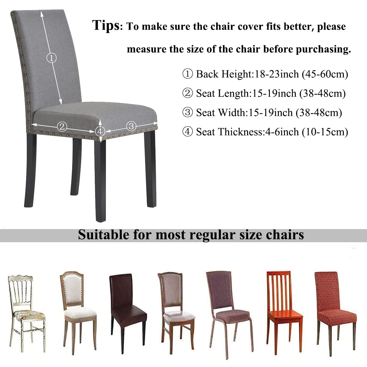 Dining Chair Covers Set of 6 Stretch Chair Slipcovers Washable