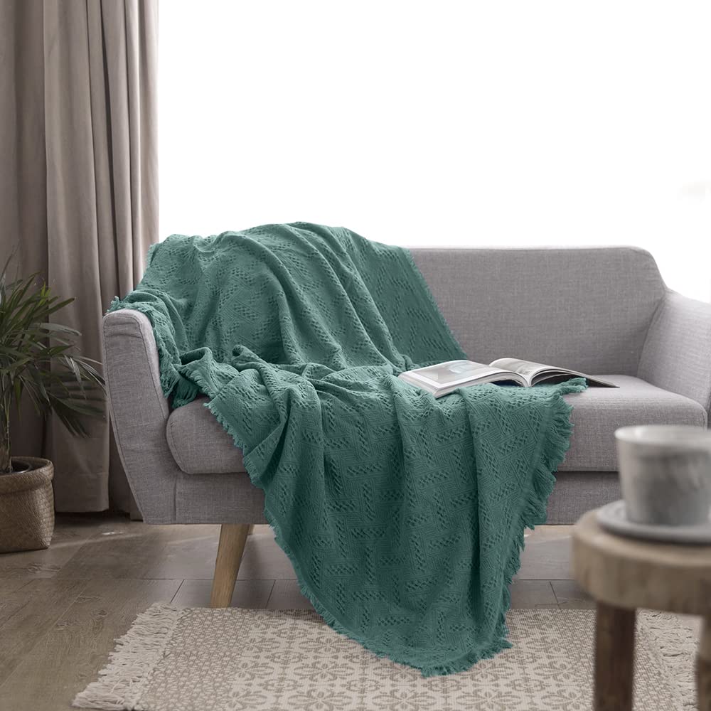 100% Cotton Throw Blanket for Bed, Couch