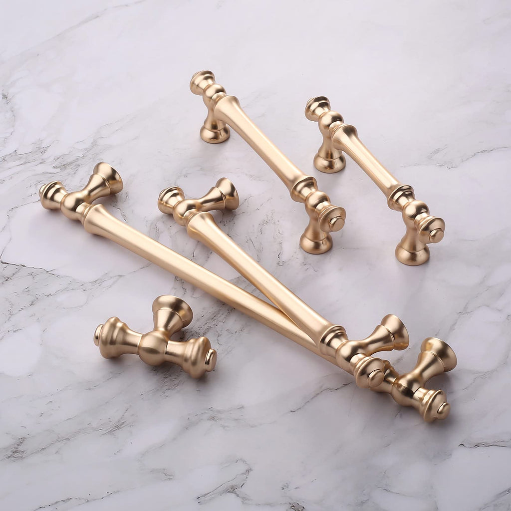 10 Pack Brushed Brass Cabinet Pulls 3"