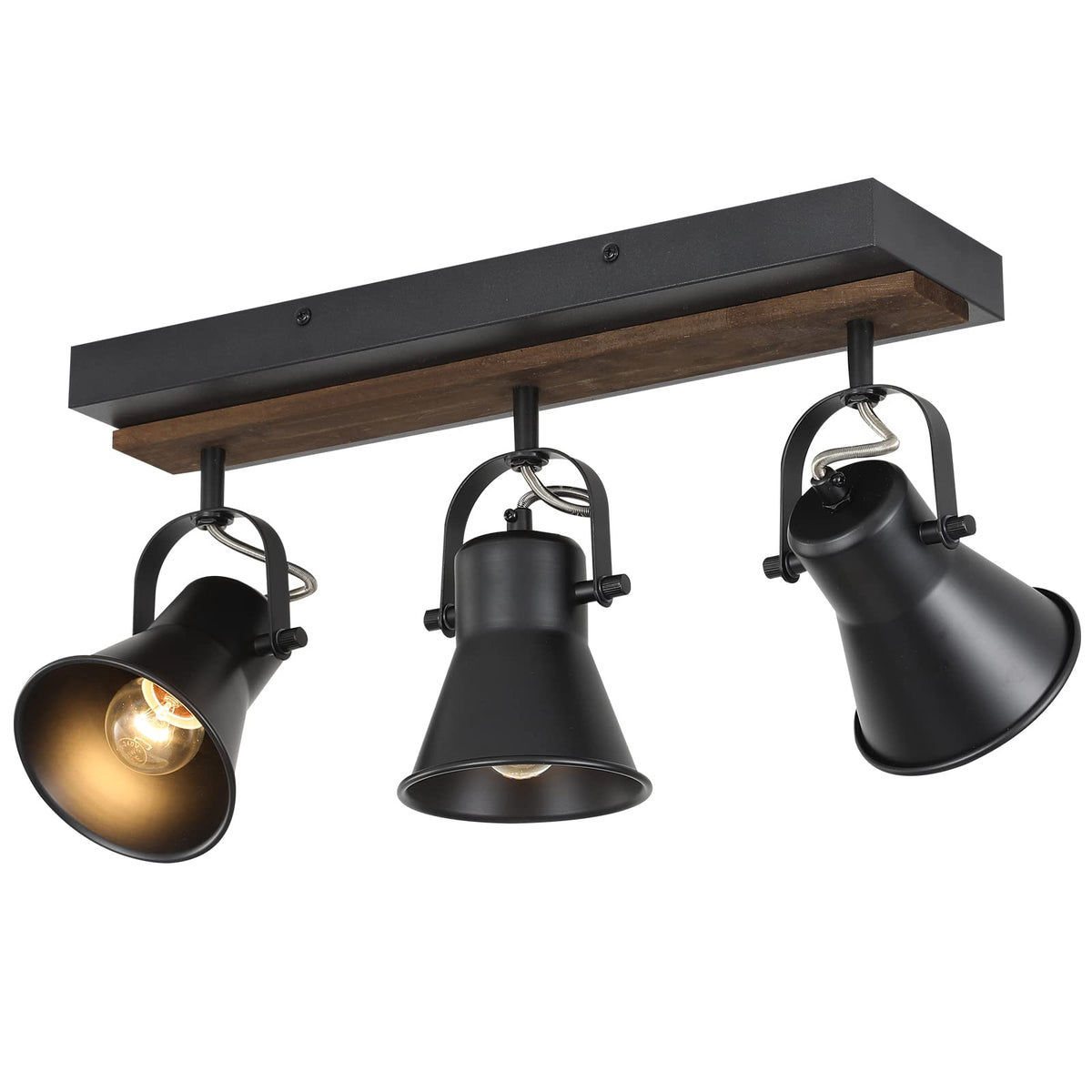 Track Lighting Kit,Black Semi Flush Mount Ceiling Light with 3 Rotatable Light Heads,Modern Farmhouse