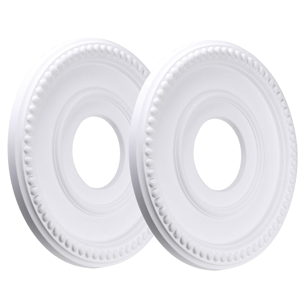 2-Pack Ceiling Medallion - 12-1/2" OD x 3-15/16" ID x 1-3/8" P - Primed Light Fixture Cover Plate for Chandeliers