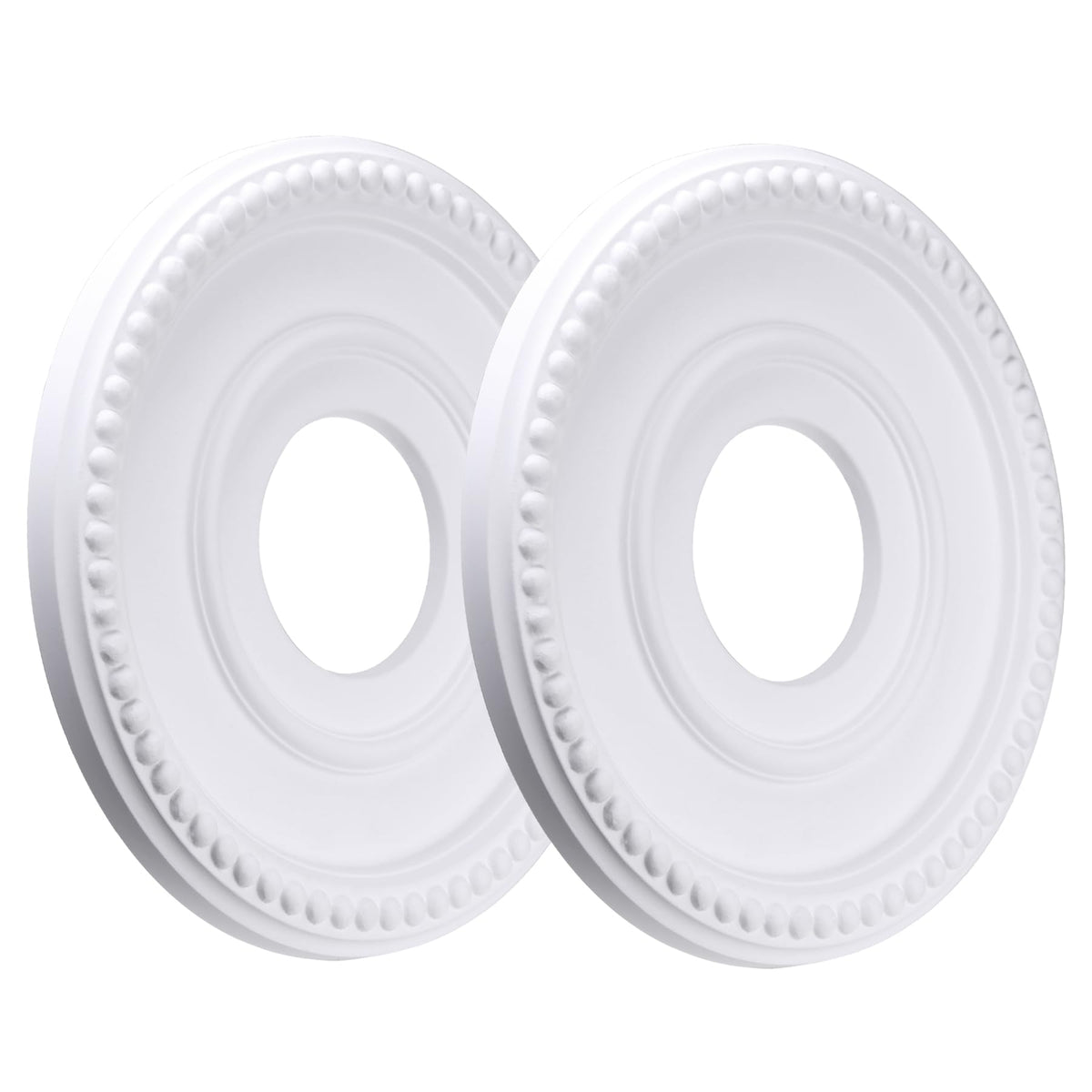 2-Pack Ceiling Medallion - 12-1/2" OD x 3-15/16" ID x 1-3/8" P - Primed Light Fixture Cover Plate for Chandeliers