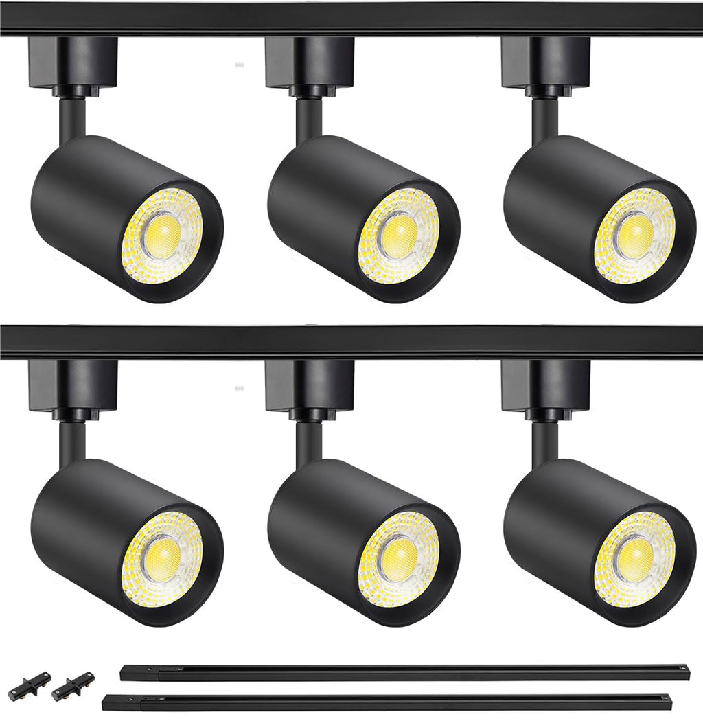 LED Track Lighting Kit with 6.6FT H Type Track Rails Black