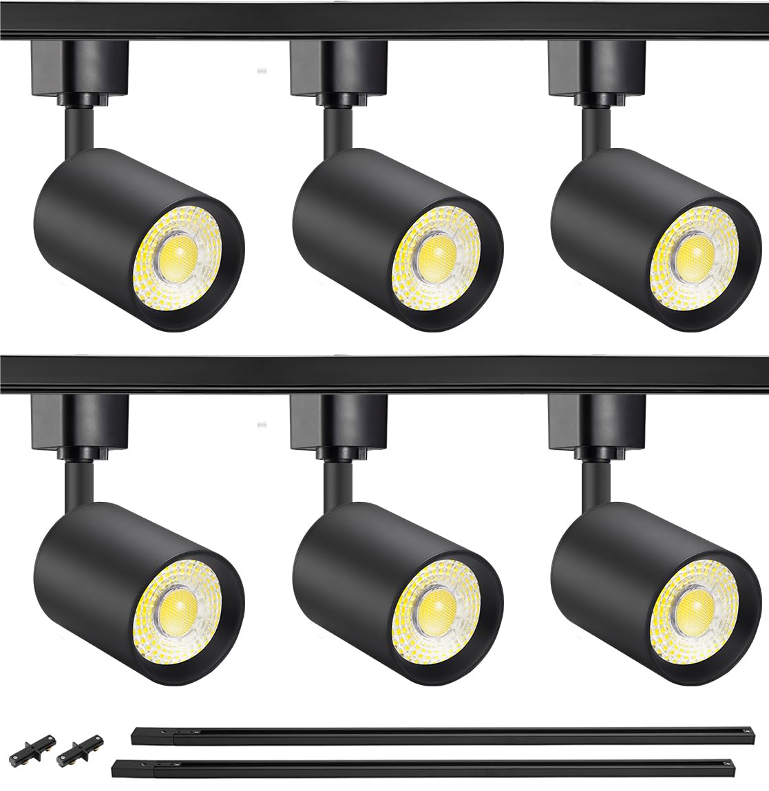 LED Track Lighting Kit with 6.6FT H Type Track Rails Black