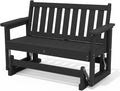 2 Person Patio Glider Bench, HDPE All Weather Swinging Bench, Black