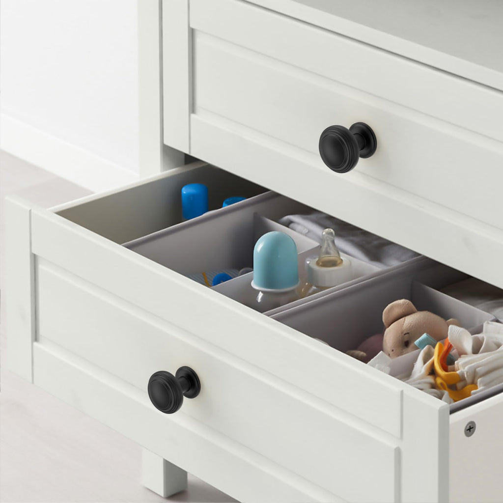 10 Pack Matte Black Cabinet Knobs Single Hole Cabinet Pulls 1 Inch Drawer Knobs Cabinets ZH0086