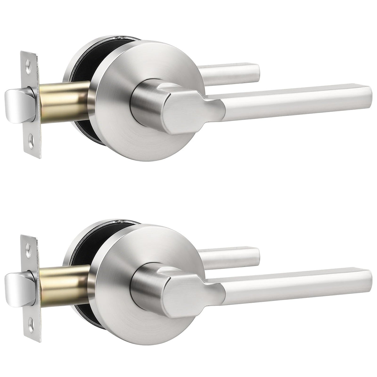 Satin Nickel Passage Door Handle,Brushed Nickel Round Interior Door Lever and Closet,Keyless Non-Locking Door