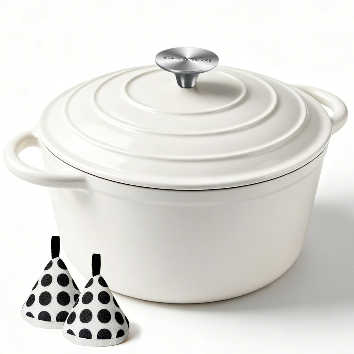 6 Quart Enameled Cast Iron Dutch Oven with Lid, Heavy Duty Cast Iron Pot for Braising, Stews, Roasting, Soup