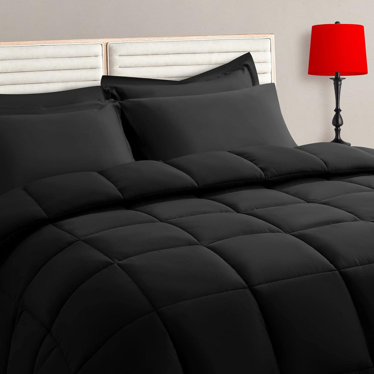 Soft Quilted Comforter Set, 5-Piece All-Season Bed in a Bag