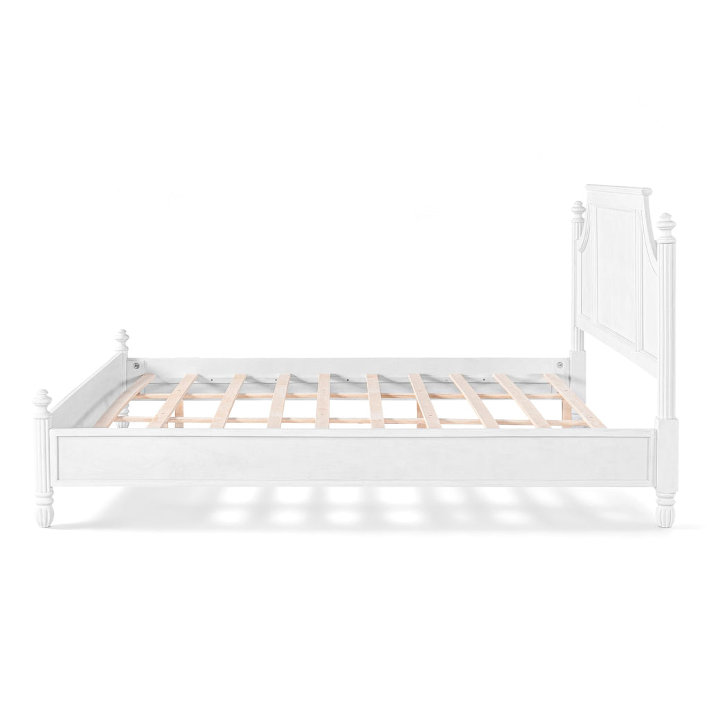 California King Wood Bed Frame with Fluted Spindle Post (White)