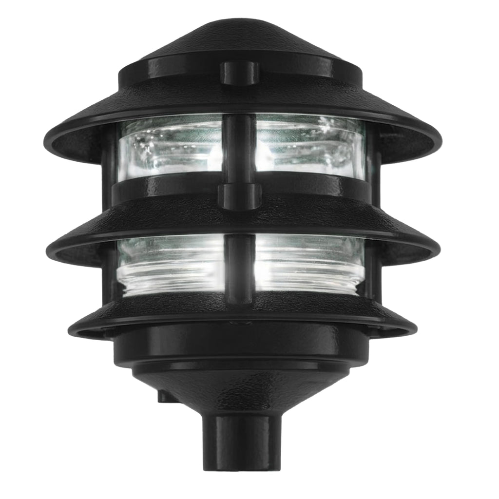 Weatherproof Line-Voltage (120V) 3-Tier LED Outdoor Pathway Light - Permanent Outside Light for Walkway, Driveway &