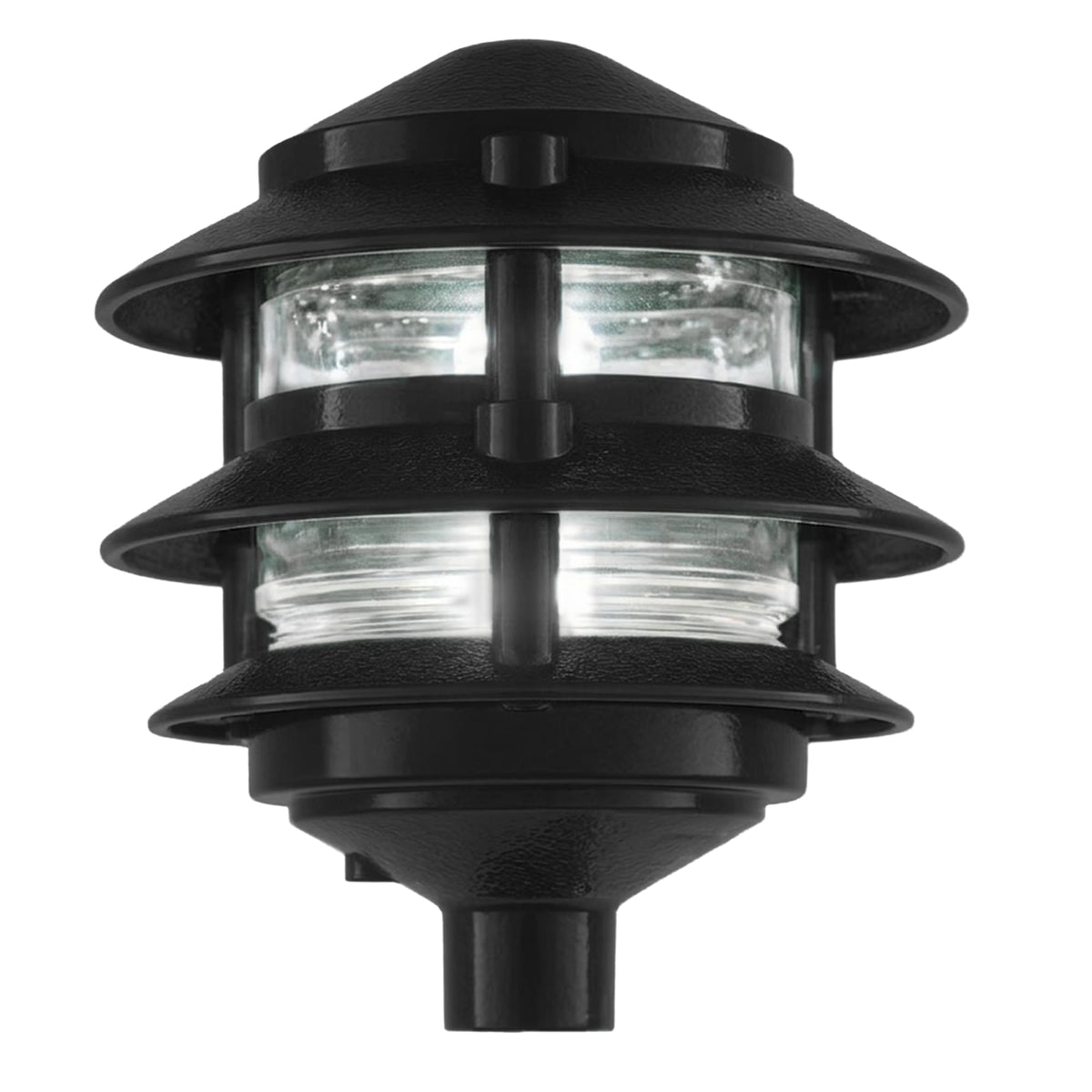 Weatherproof Line-Voltage (120V) 3-Tier LED Outdoor Pathway Light - Permanent Outside Light for Walkway, Driveway &