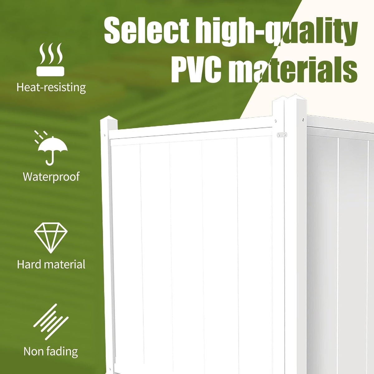 Vinyl Privacy Fence - 48" H x 44" W Air Conditioner Fence, No Dig White PVC Fence Panels for Outdoor Privacy, Trash