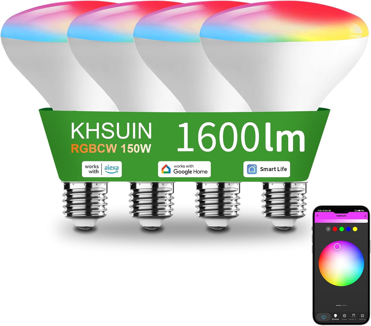 Bright BR30 13W High-Lumen Smart Flood (1300LM, 100W Eq.), Full Spectrum 2700K-6500K with Smooth Dimming, WiFi