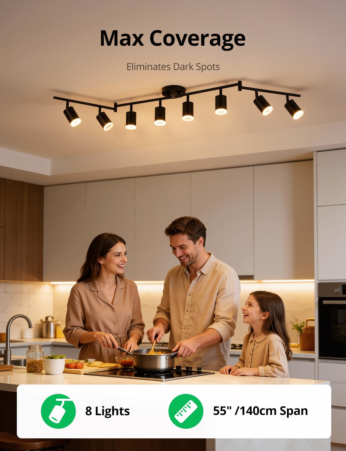 Ceiling Track Lighting Fixtures, Black Modern Led Track Light & Closet, 4.6 ft Long Flexible Adjustable