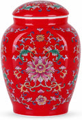 Mini Chinoiserie Ginger Jar, Ceramic Decorative Jar, Small Storage Jar Flower Vase, Chinese Style Floral Vine