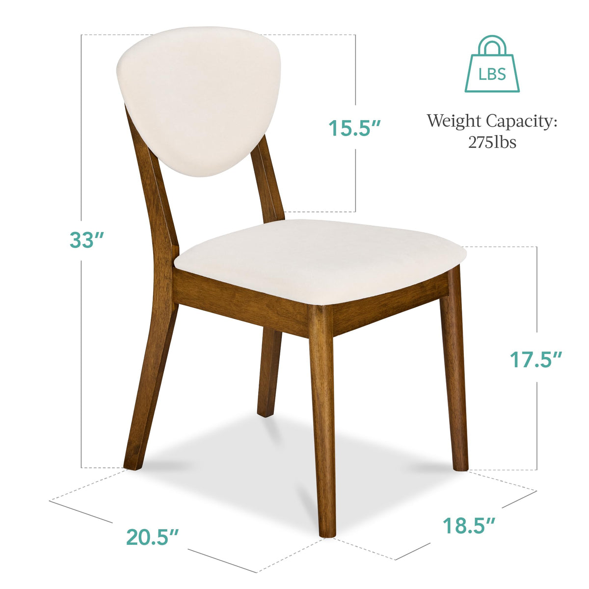 Wooden Dining Chairs, Wood Mid-Century Modern Upholstered Side Chairs, Farmhouse Cushioned Dining Chairs Set of 4