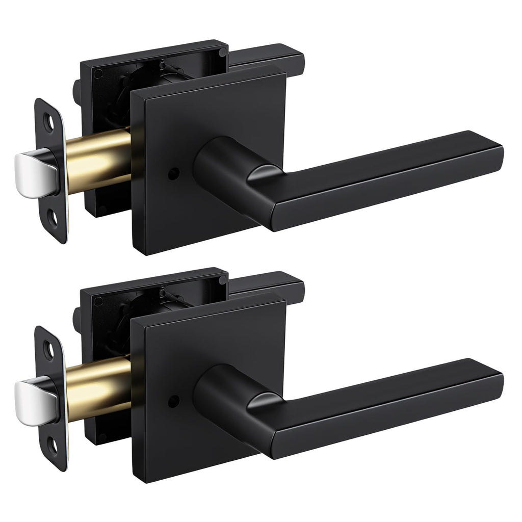 Matte Black Door Handles Interior, Privacy Door Handle 2 Pack