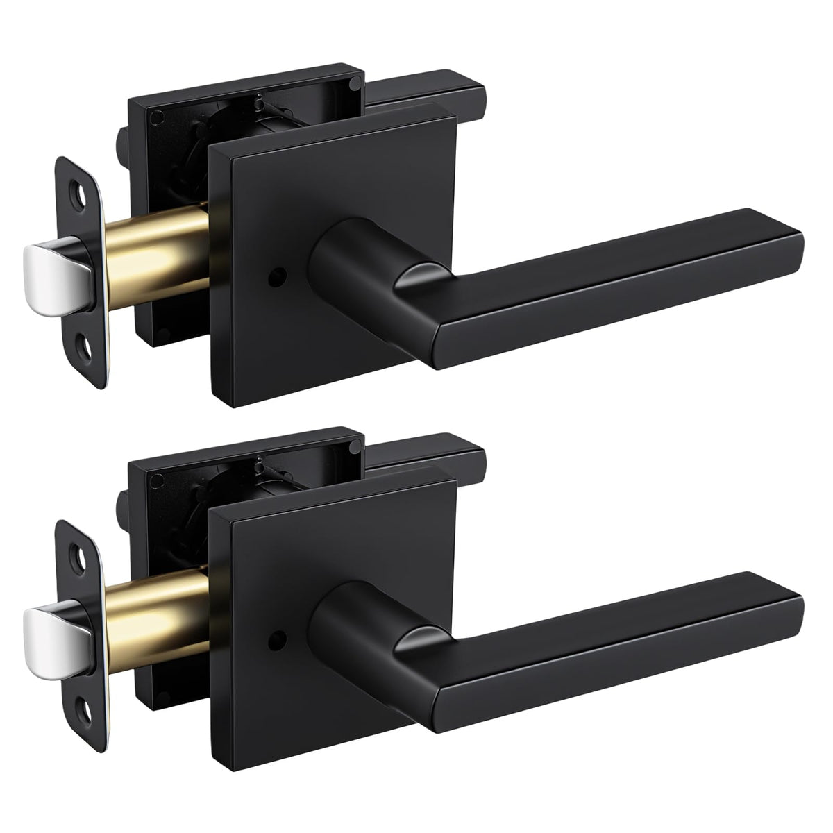 Matte Black Door Handles Interior, Privacy Door Handle 2 Pack