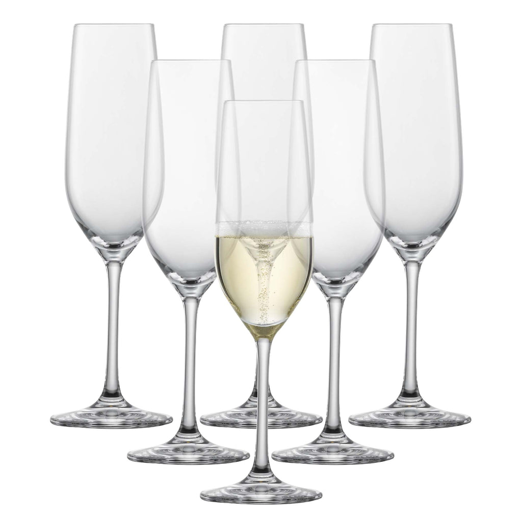 Forté Champagne Flute (Set of 6), Champagne Glasses with Effervescence Point, Dishwasher-Safe Machine-Made Tritan