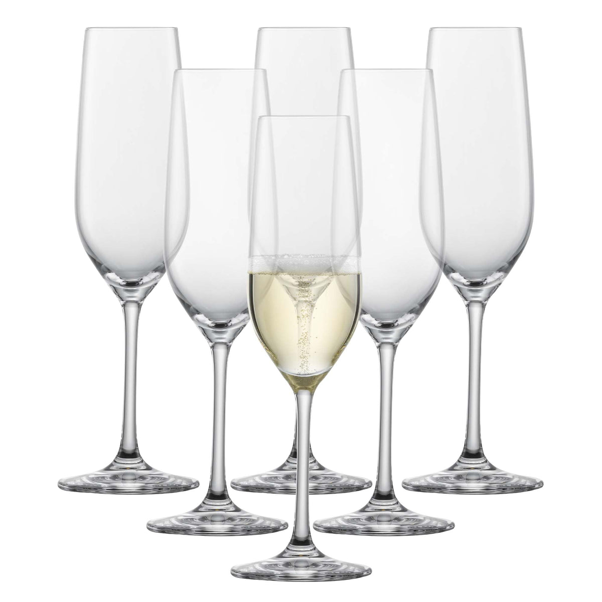 Forté Champagne Flute (Set of 6), Champagne Glasses with Effervescence Point, Dishwasher-Safe Machine-Made Tritan