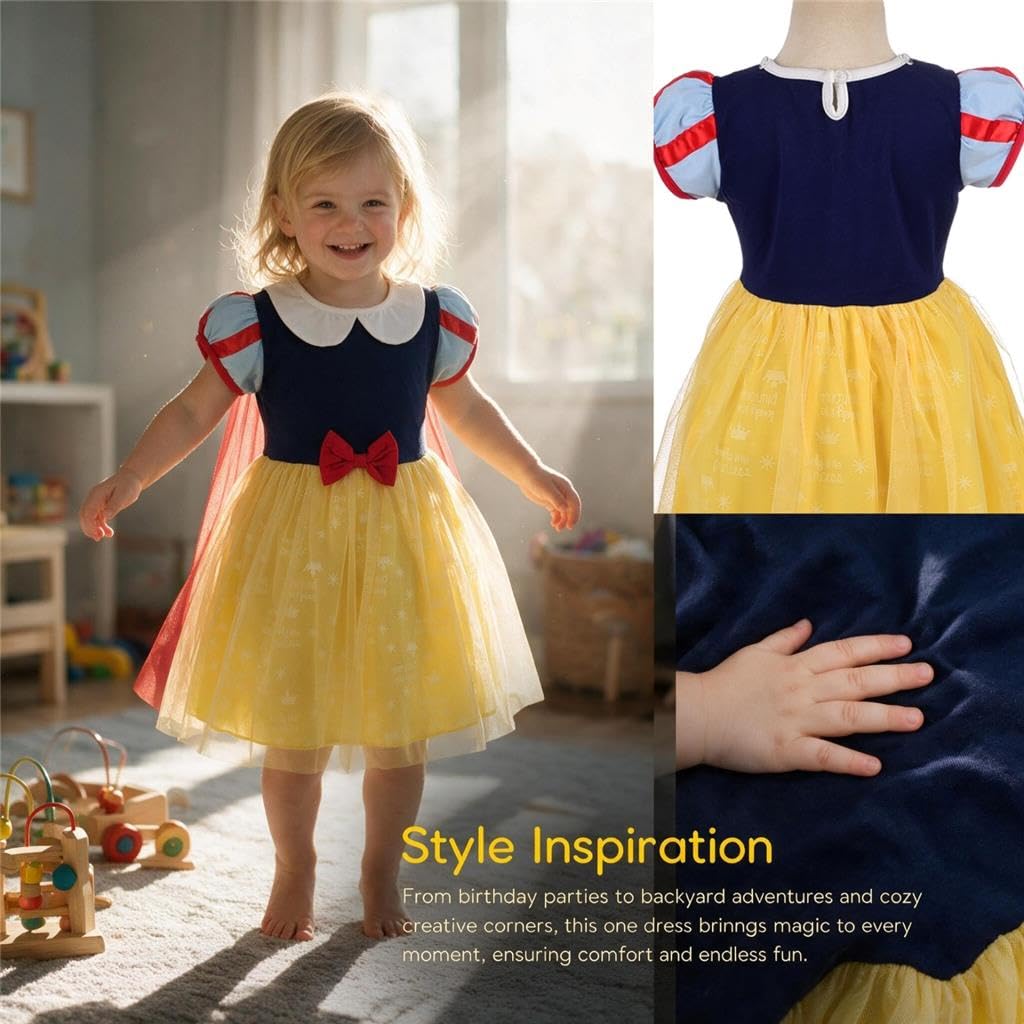 Baby Girls Princess Dress with Cape & Hair Hoop, Yellow