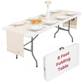 8ft Folding Table, Heavy Duty White Large Portable Foldable Table
