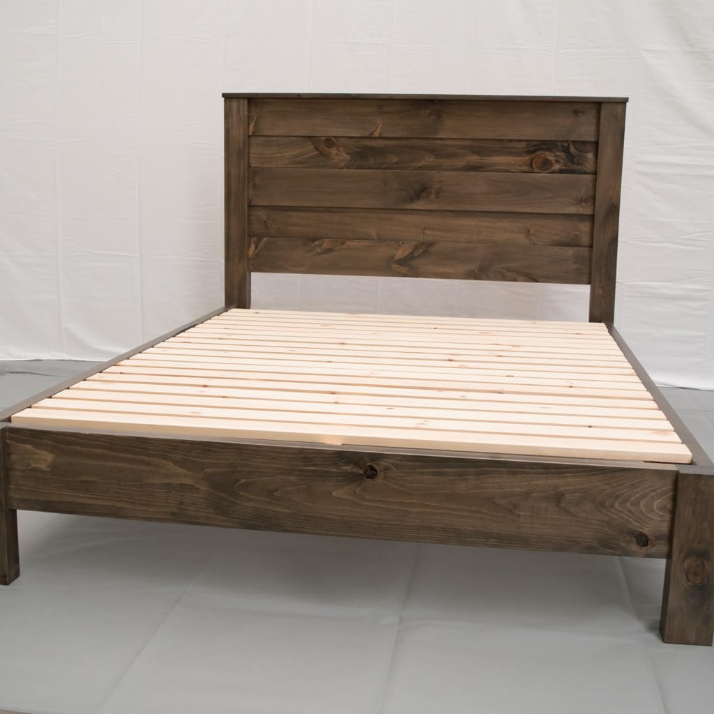 Rustic Farmhouse Platform Bed w Headboard - Traditional Platform Frame/Wood Platform Reclaimed