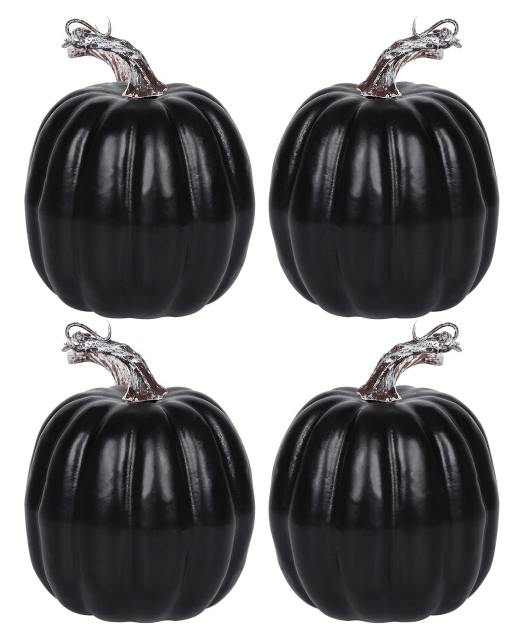 6 Inch Black Artificial Pumpkins, 4 Pack