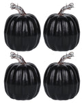 6 Inch Black Artificial Pumpkins, 4 Pack