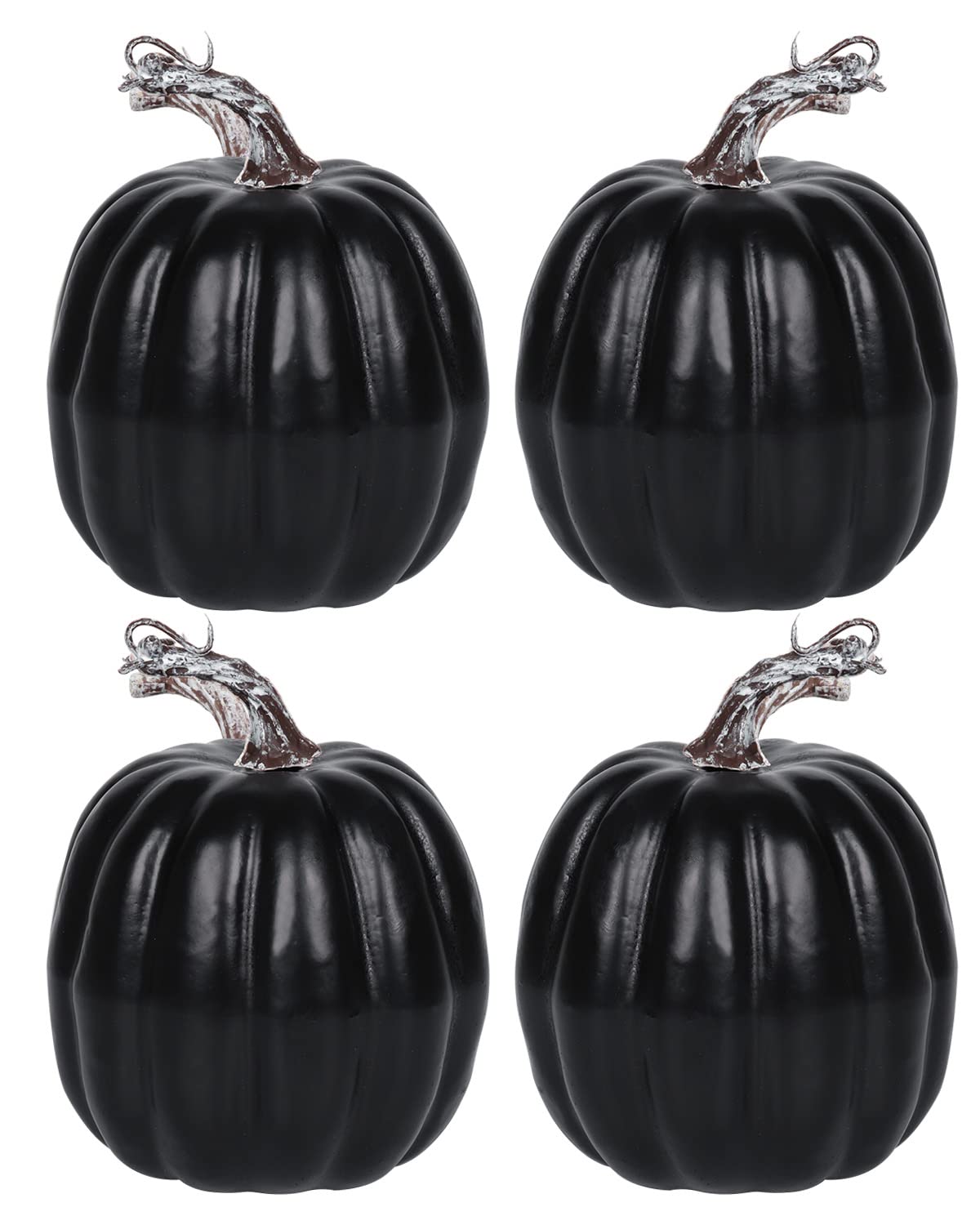 6 Inch Black Artificial Pumpkins, 4 Pack