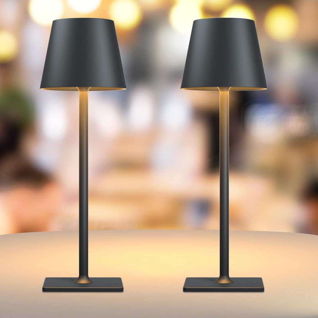 Black Cordless Table Lamps, 6000mAh Rechargeable Battery, 2 Pack
